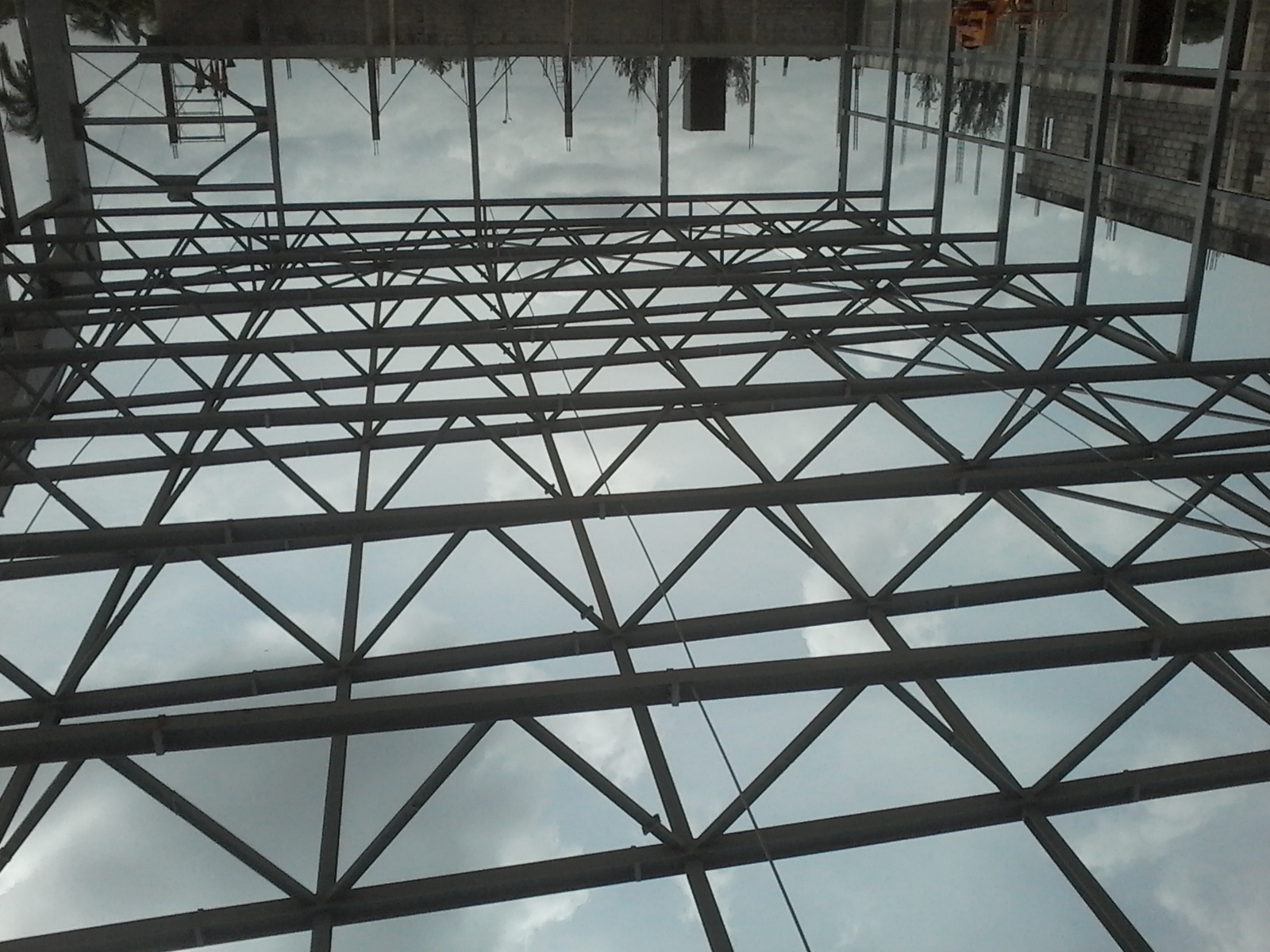 Geometric Triangular Steel Roof Framework 