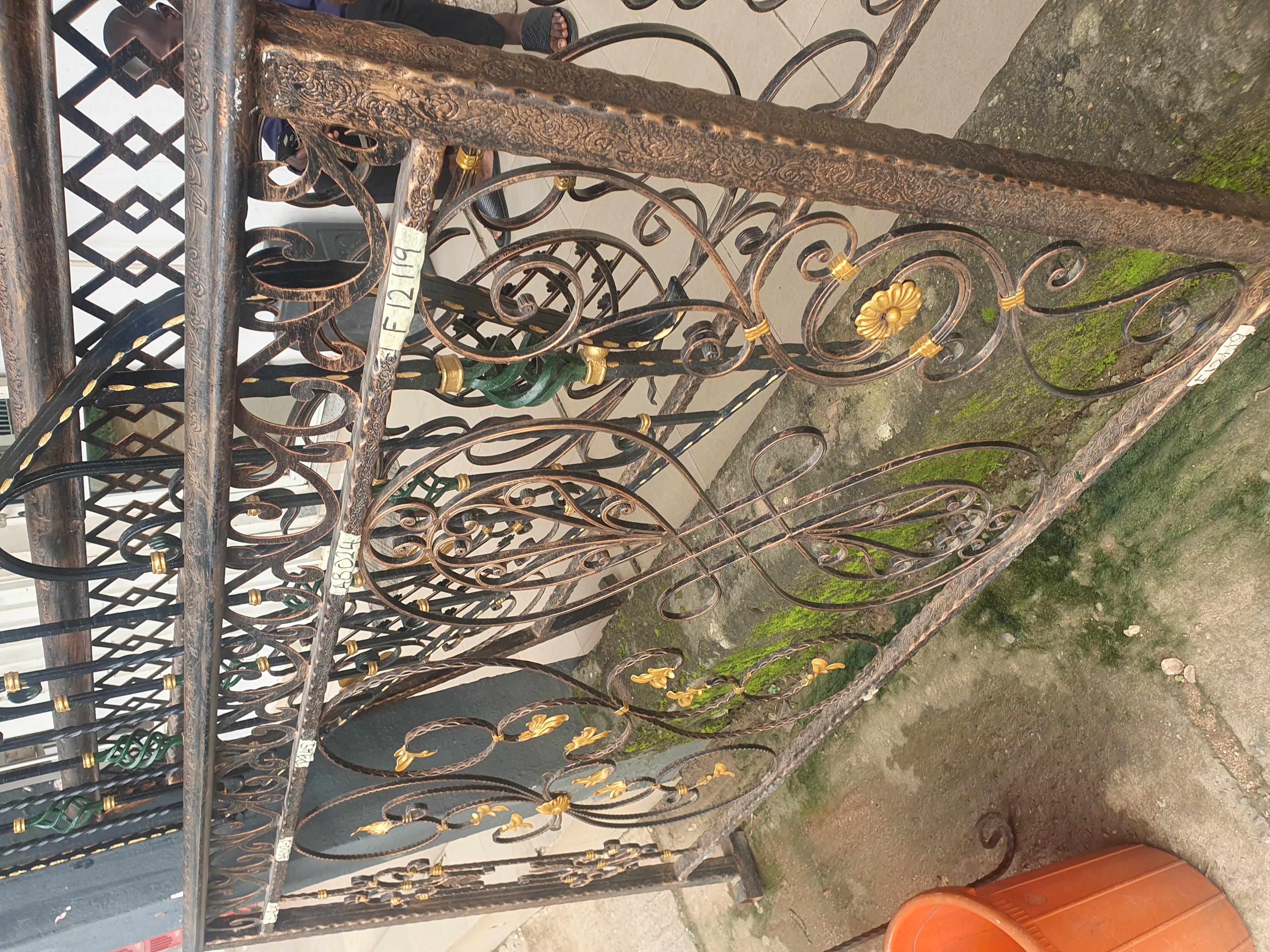 Luxurious Ornate Wrought Iron Balustrade with Gold & Green Accents – Classic Elegance Meets Superior Craftsmanship