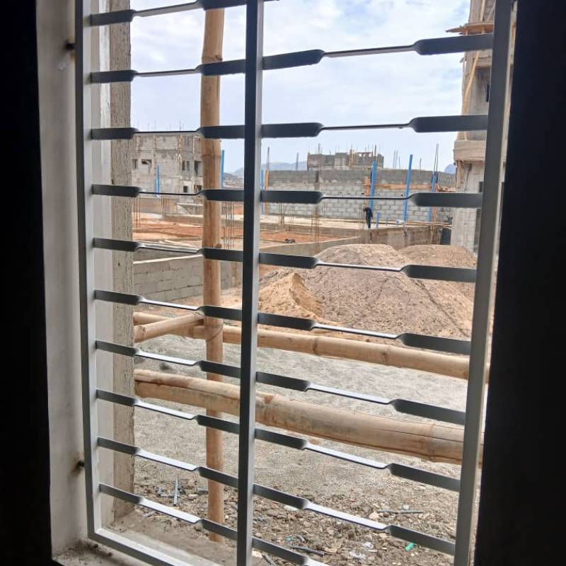 Modern Steel Window Protector with Decorative Geometric Design