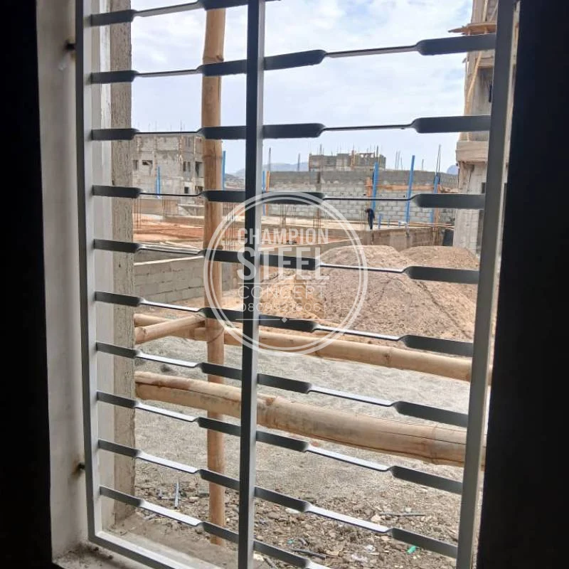 Modern Steel Window Protector with Decorative Geometric Design