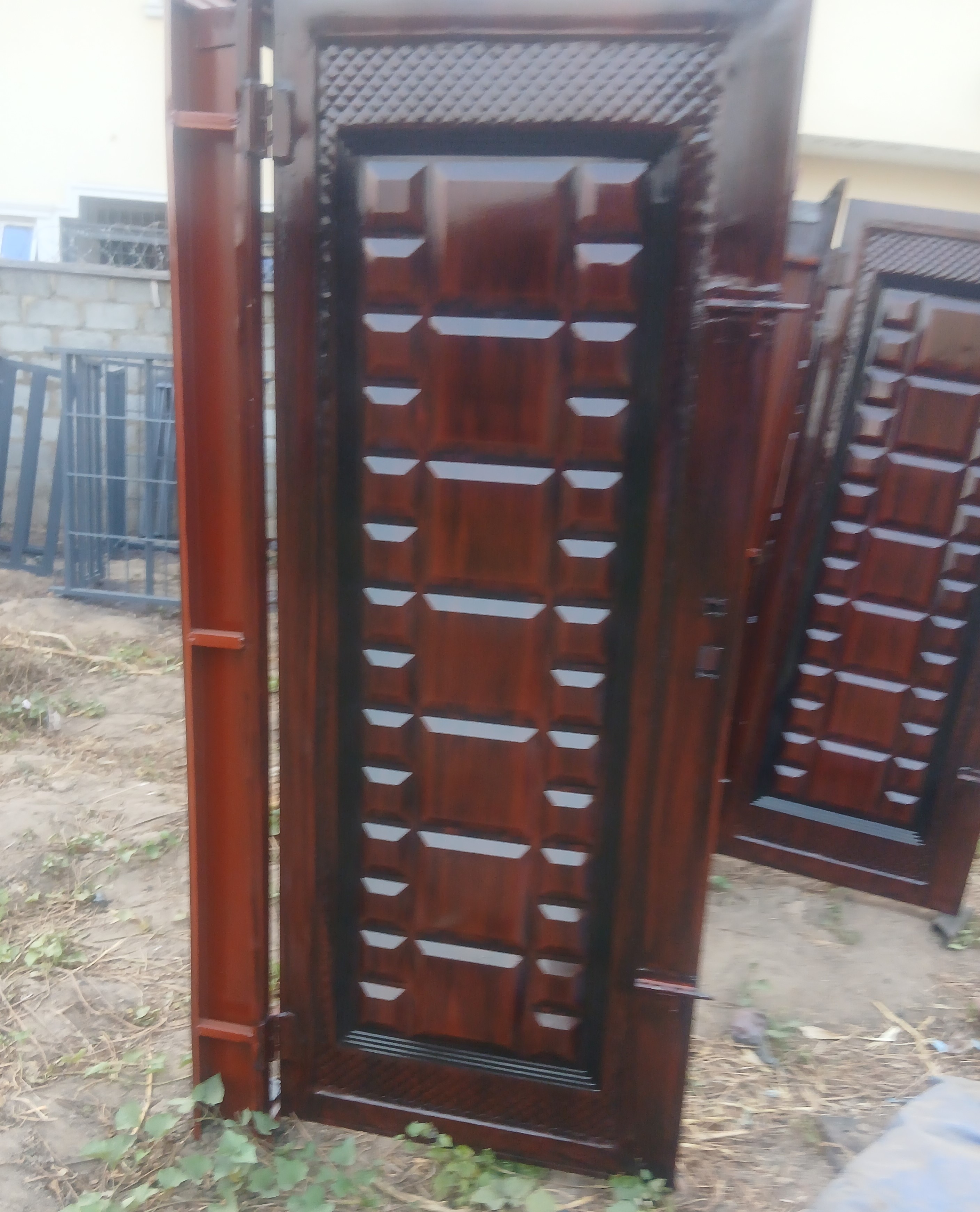 Premium Dark Brown Steel Security Door with Double sheet Raised Panel