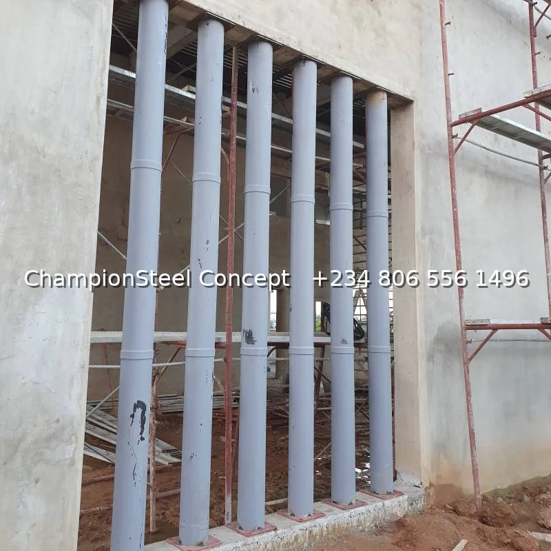 Heavy Duty Custom Welded Vertical Steel Pipe Railing – 7-Pipe Section with Base Plates