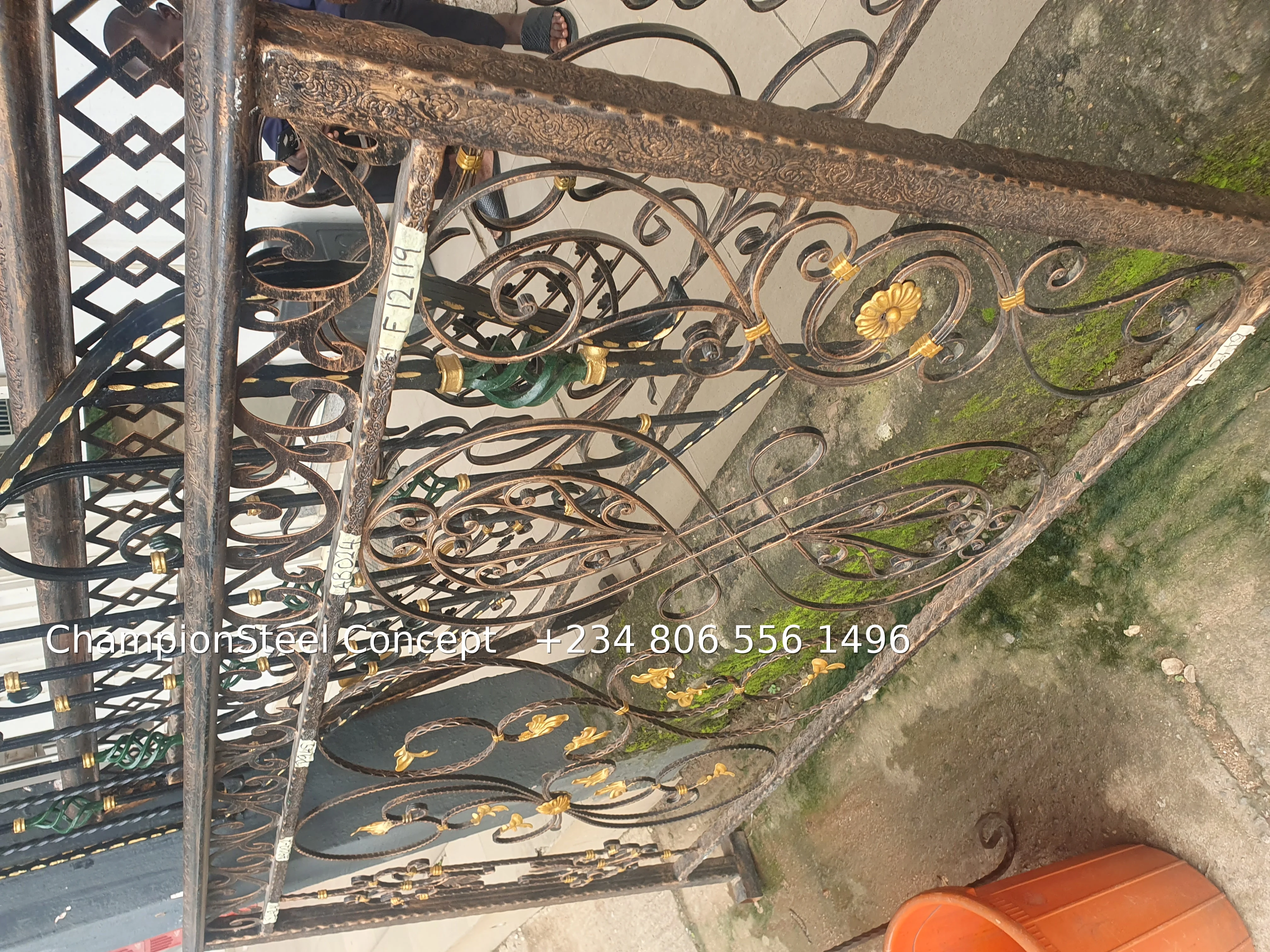 Luxurious Ornate Wrought Iron Balustrade with Gold & Green Accents – Classic Elegance Meets Superior Craftsmanship