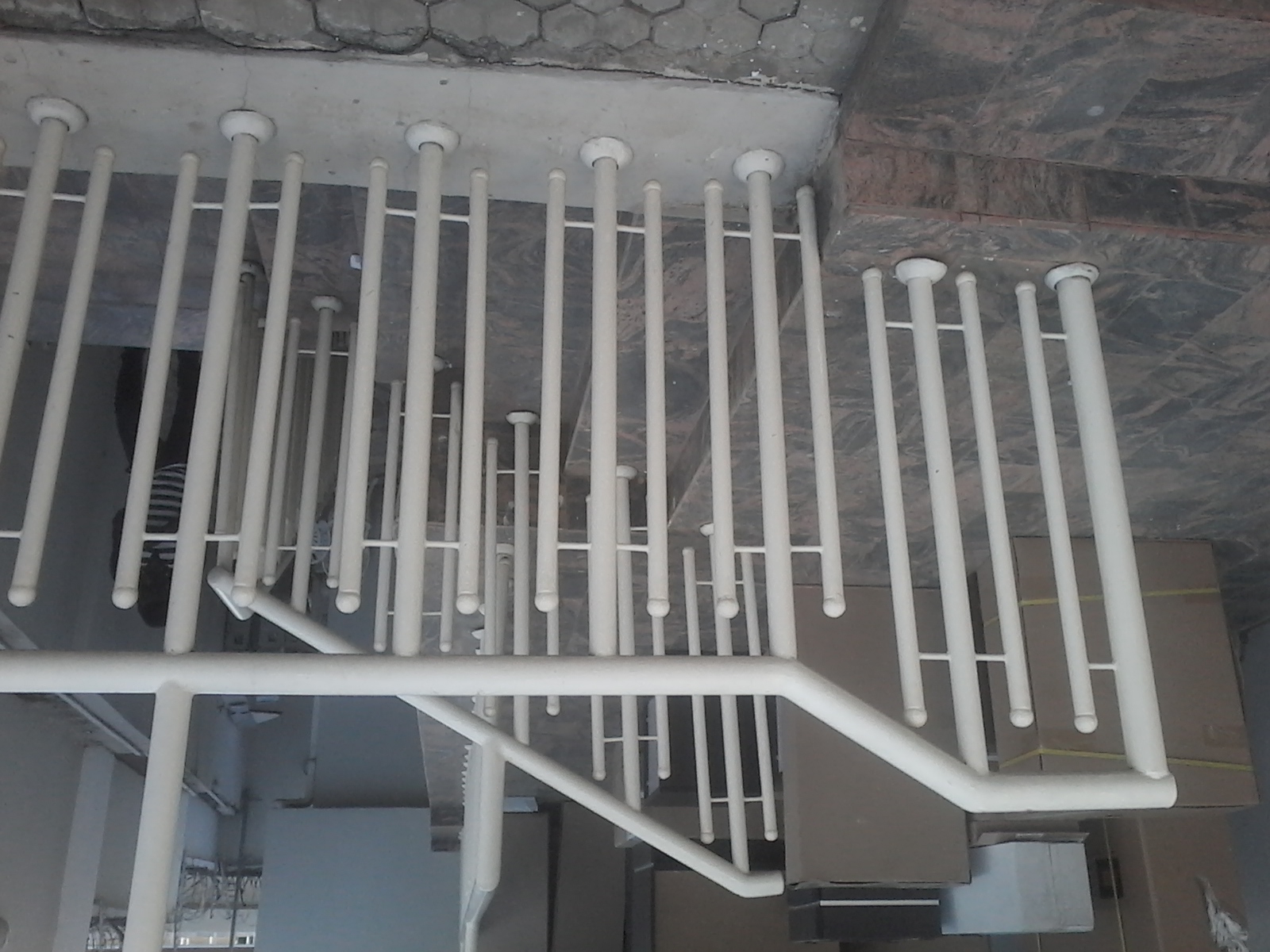 White Powder-Coated Vertical Bar Staircase Handrail & Balustrade System